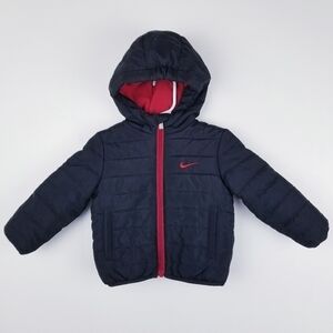 Nike JUST DO IT Fleece-Lined Black & Red Puffer Coat, size 12 Months
